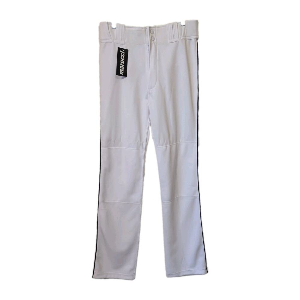 Marucci Excel Adult M Double-Knit Open-Bottom Baseball Pants White/navy piped